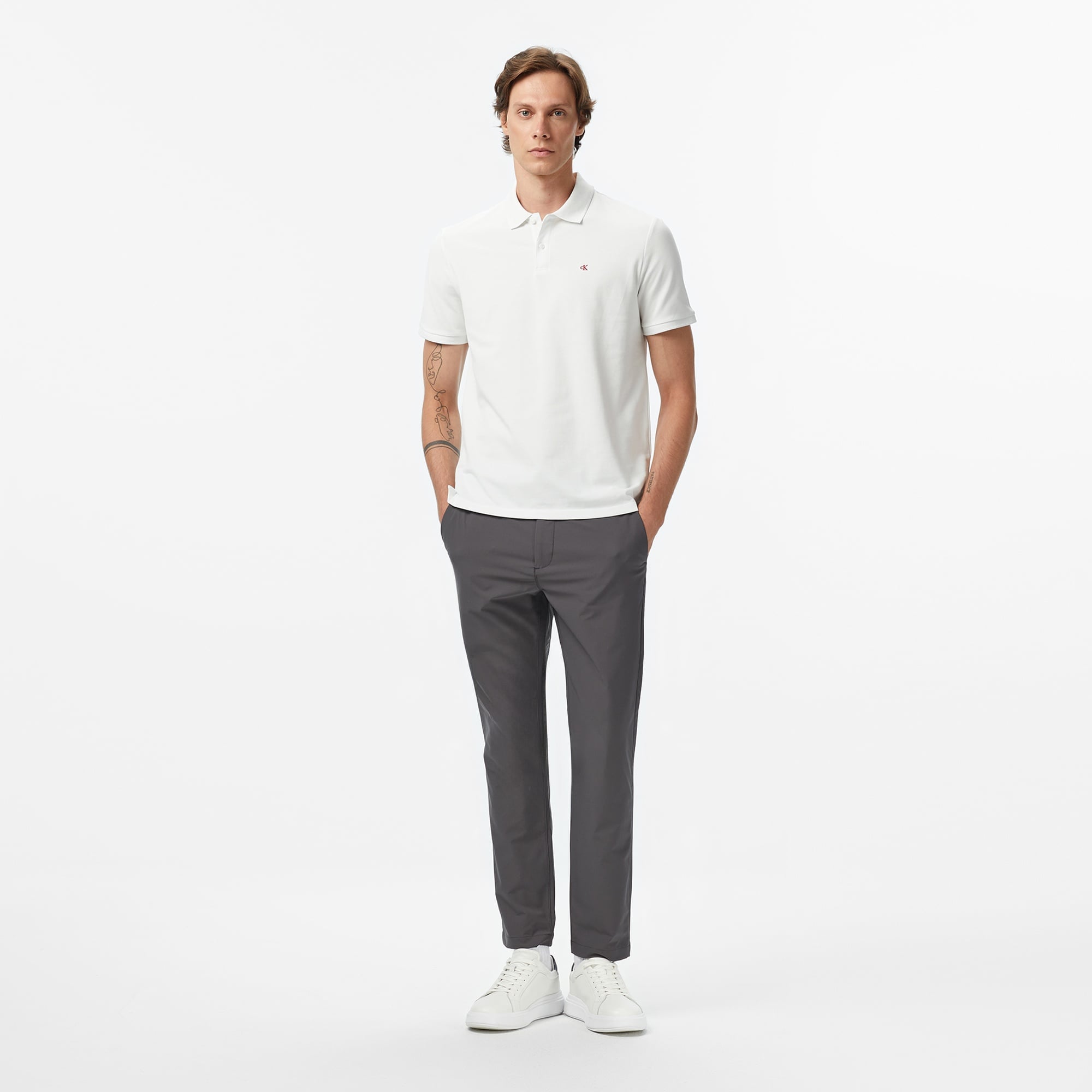 Calvin Klein Casual Pique Classic Erkek Beyaz Polo