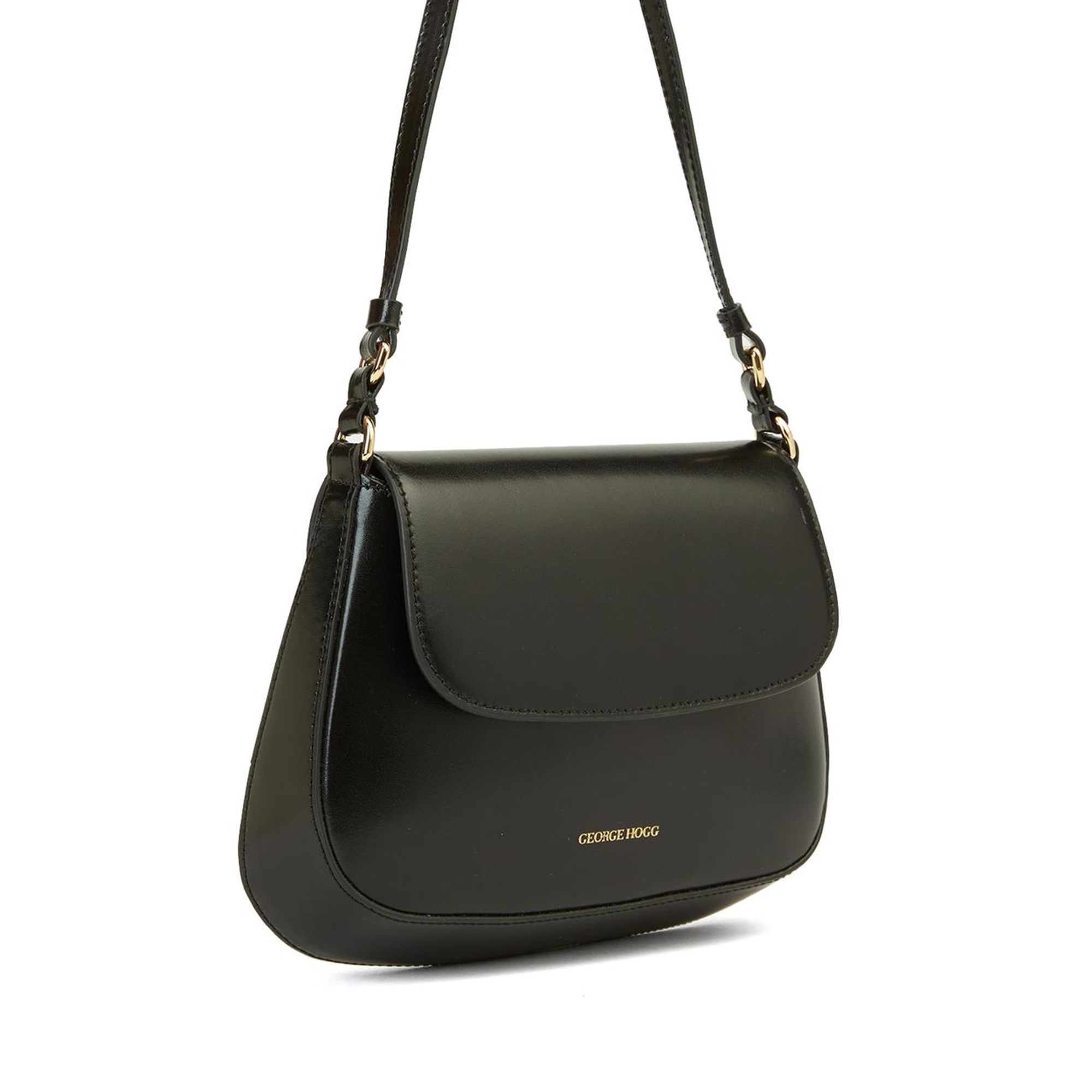 George Hogg Kadın Siyah Deri Postacı Çanta
