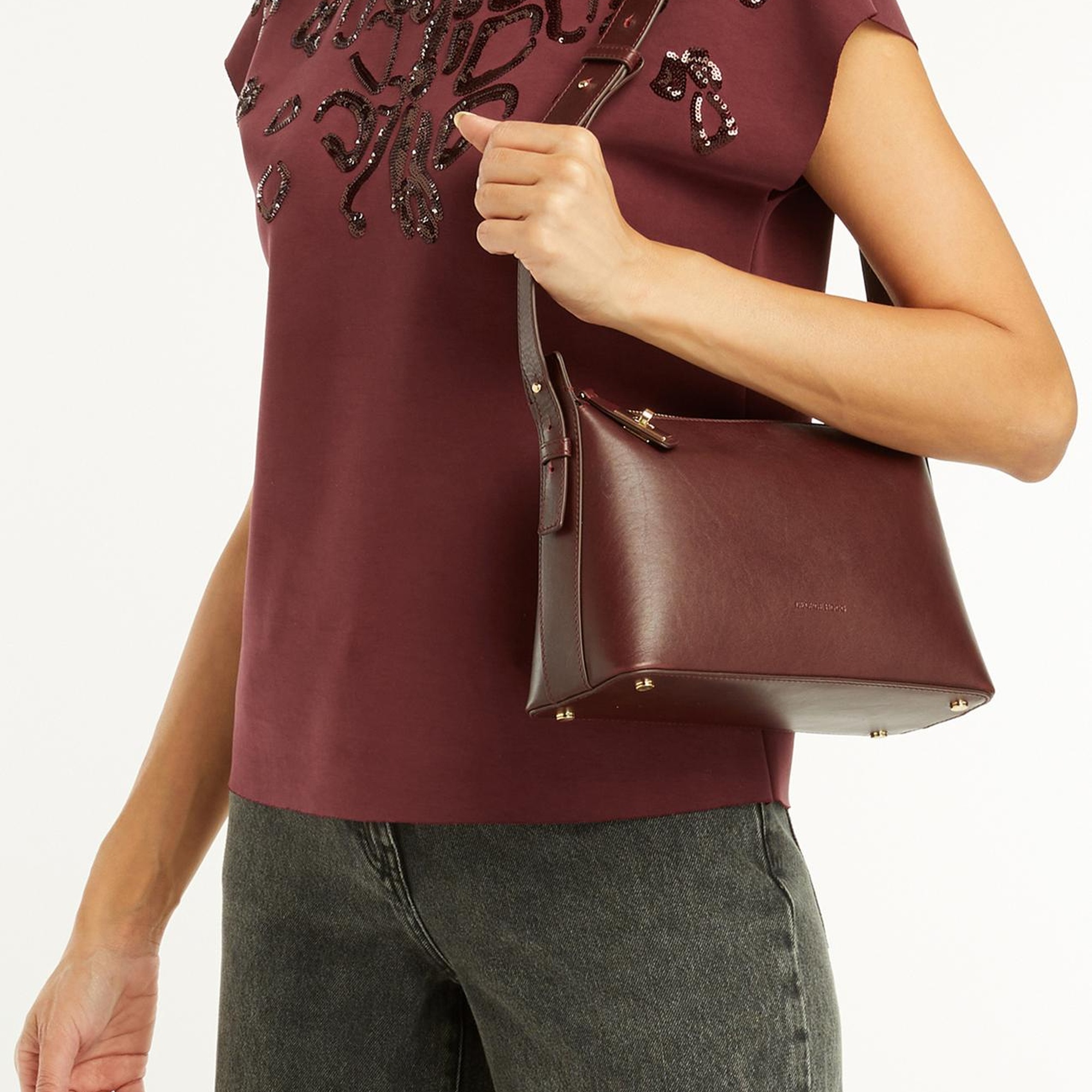 George Hogg Kadın Bordo Deri Postacı Çantası