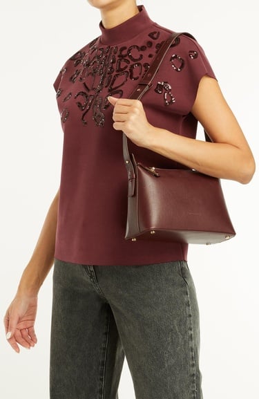  George Hogg Kadın Bordo Deri Postacı Çantası