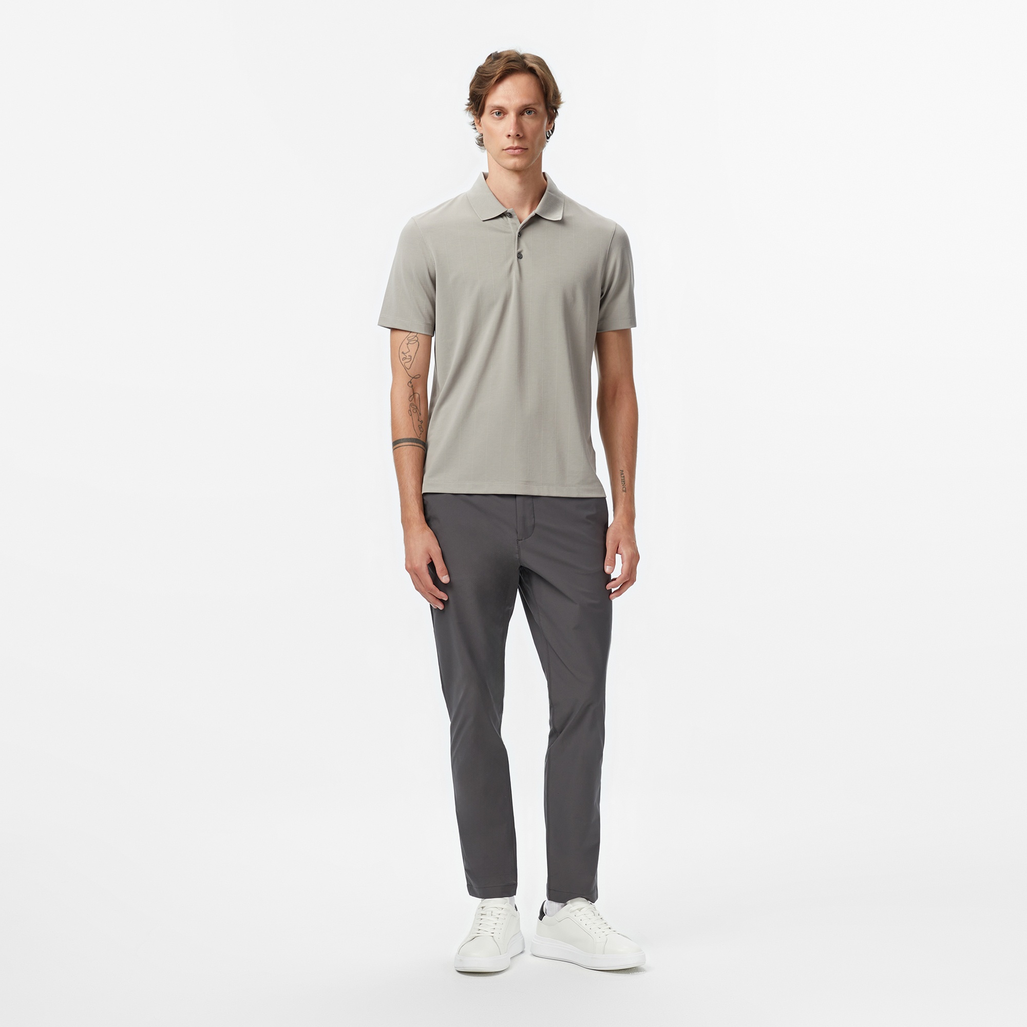 Calvin Klein Stripe Jacquard Erkek Gri Polo