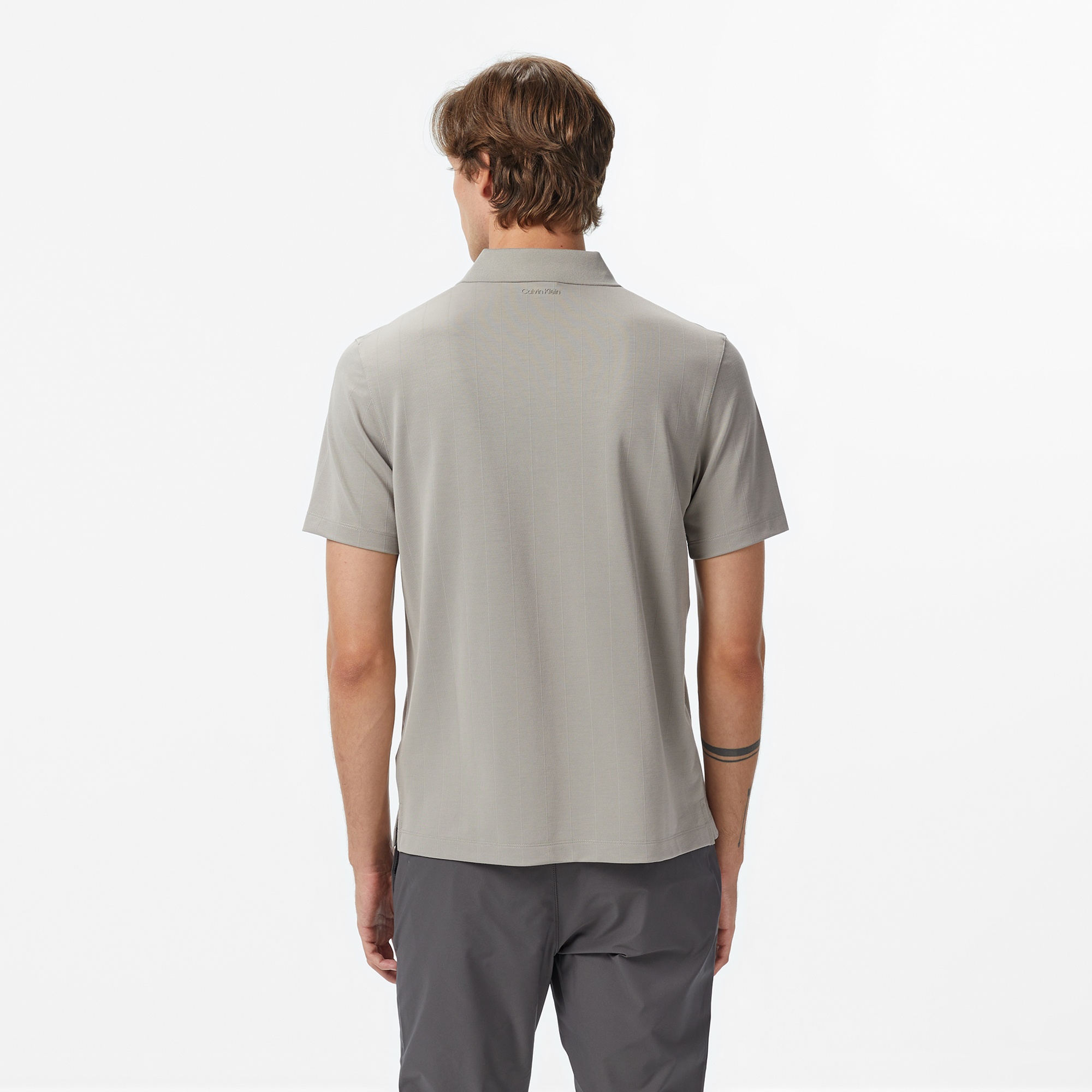 Calvin Klein Stripe Jacquard Erkek Gri Polo