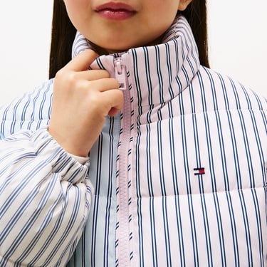  Tommy Hilfiger Mix Strıpe Puffer Çocuk Renkli Mont