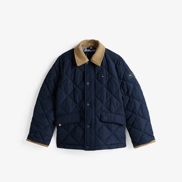  Tommy Hilfiger Contrast Collar Quilted Çocuk Lacivert Mont