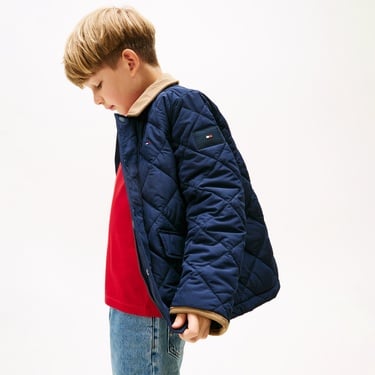  Tommy Hilfiger Contrast Collar Quilted Çocuk Lacivert Mont