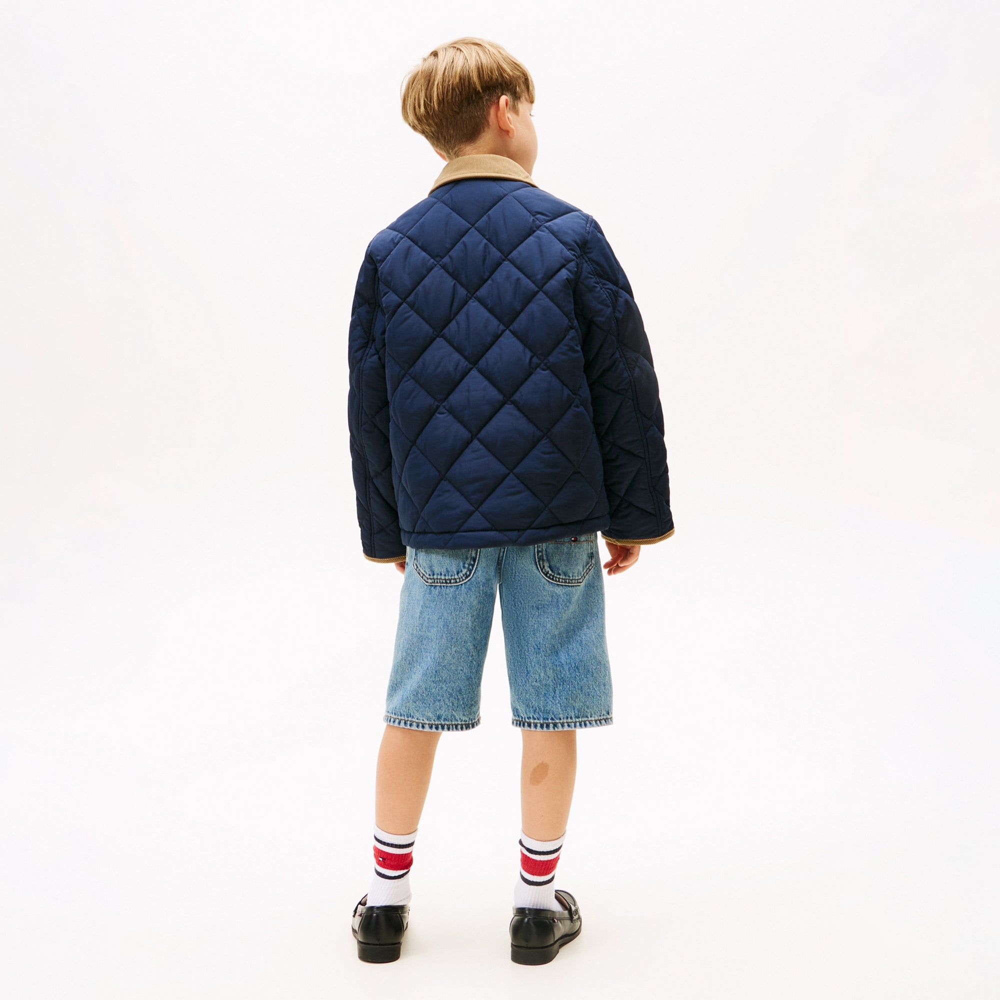 Tommy Hilfiger Contrast Collar Quilted Çocuk Lacivert Mont