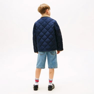  Tommy Hilfiger Contrast Collar Quilted Çocuk Lacivert Mont