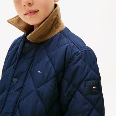  Tommy Hilfiger Contrast Collar Quilted Çocuk Lacivert Mont
