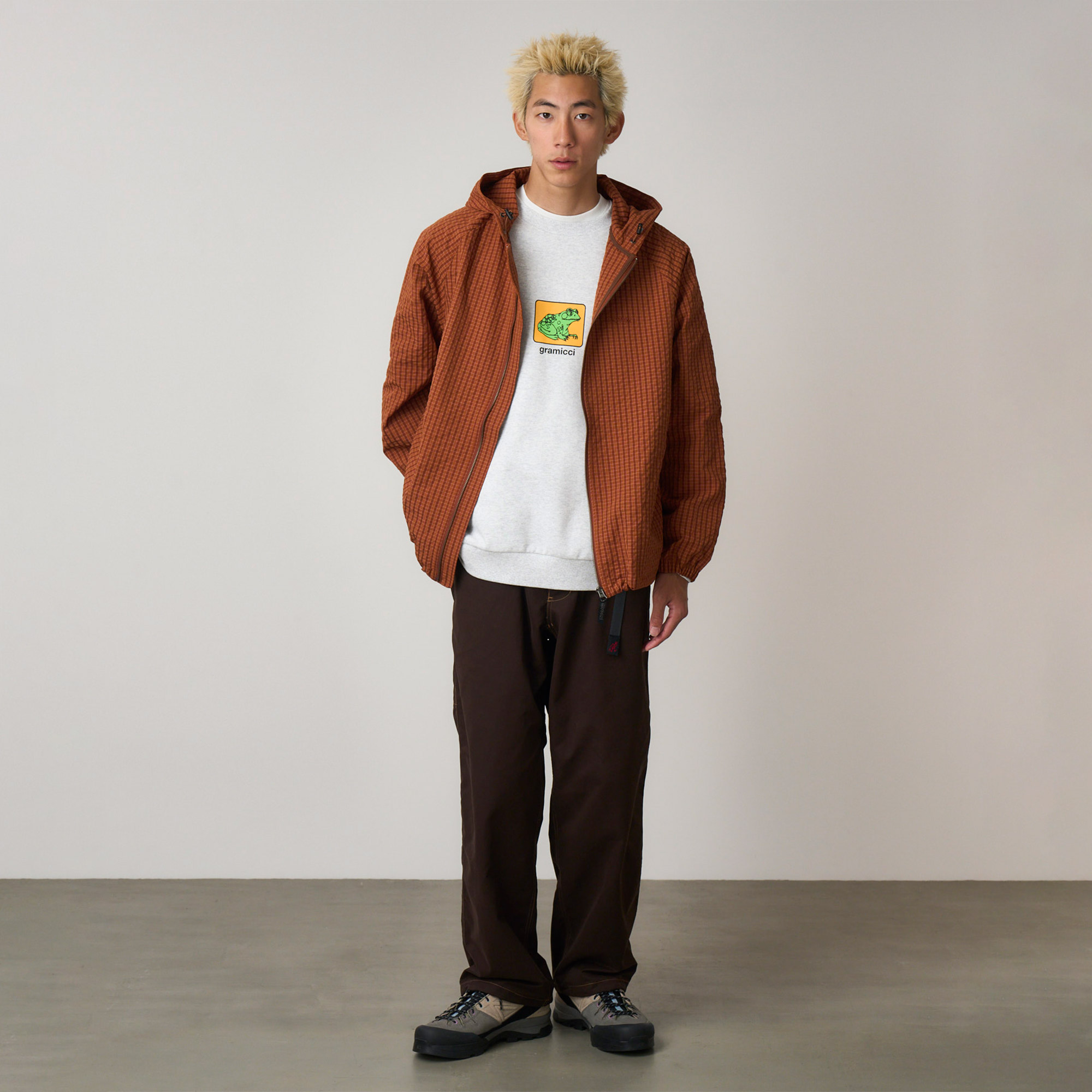  Gramicci Northside Plaid Hooded Erkek Kahverengi Sweatshirt