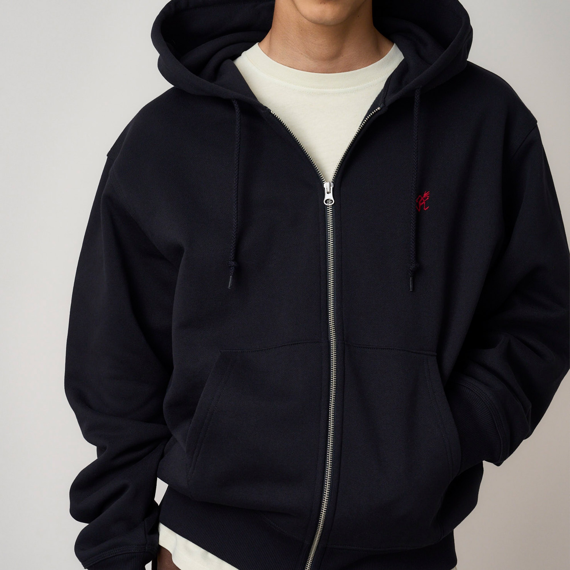 Gramicci One Point Hooded Zip Erkek Lacivert Sweatshirt
