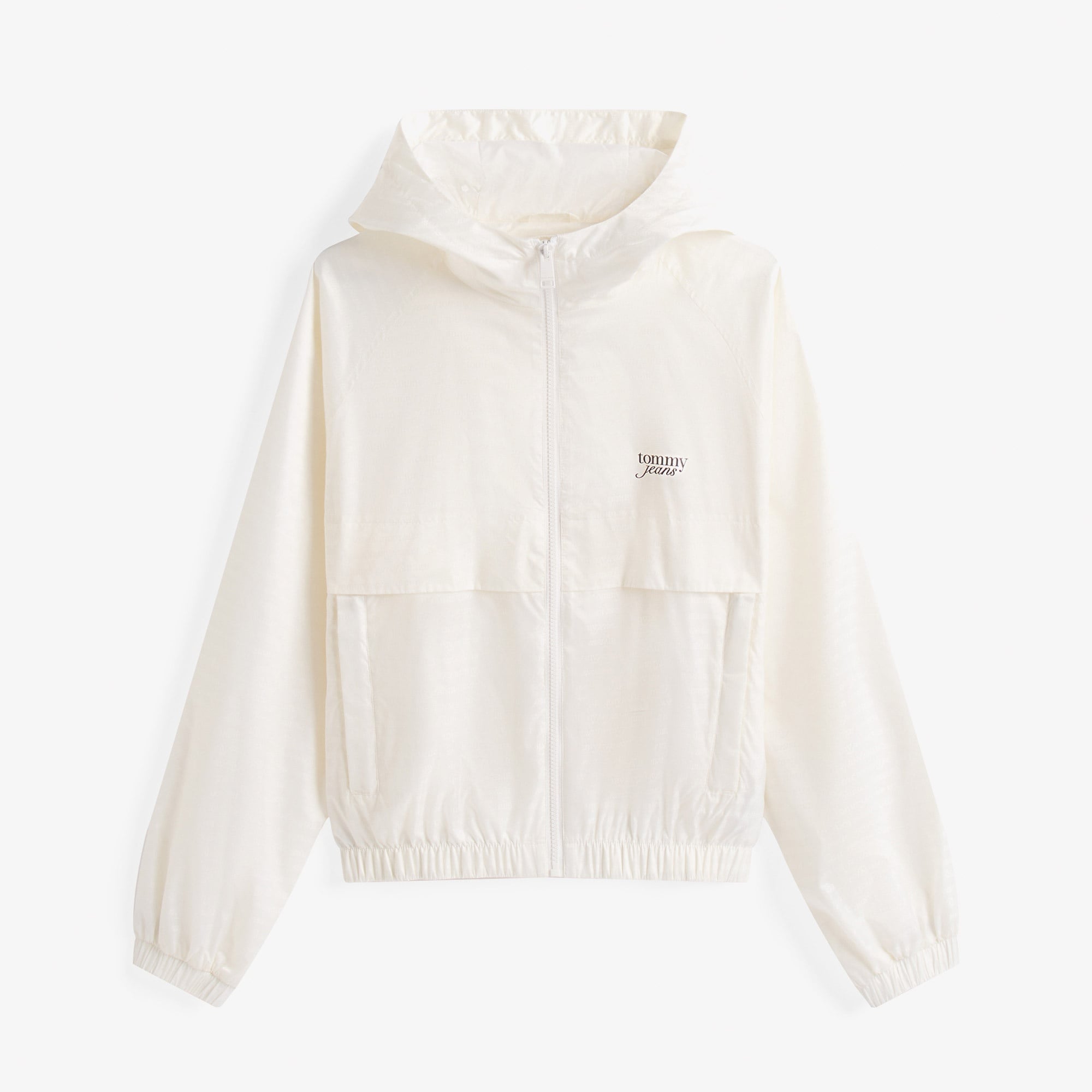 Tommy Hilfiger Repeat Logo Water Repellant Kadın Beyaz Ceket