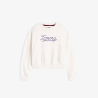  Tommy Hilfiger Script Sequin Çocuk Beyaz Sweatshirt