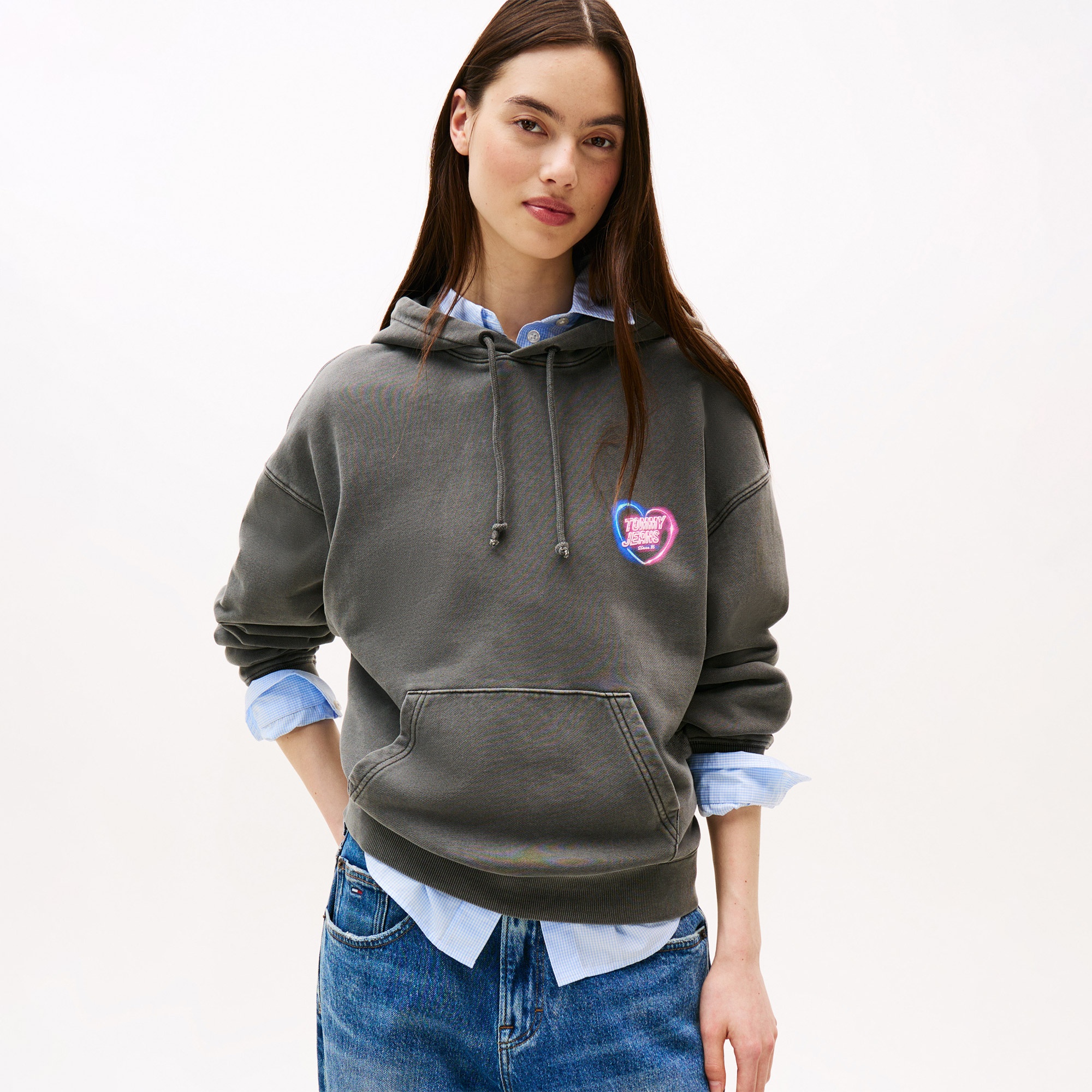 Tommy Hilfiger Boxy Kadın Gri Sweatshirt