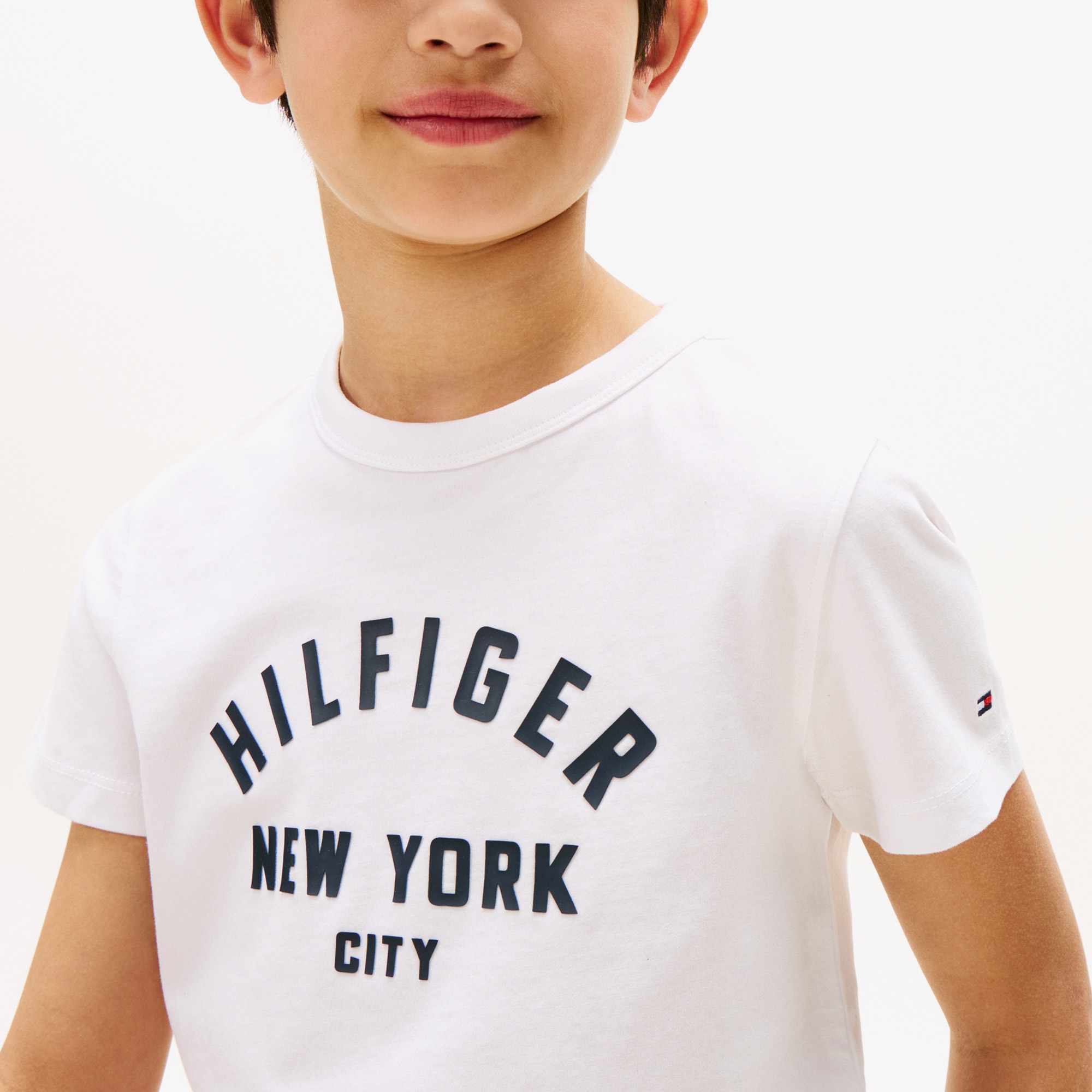 Tommy Hilfiger Curved Graphic Çocuk Beyaz T-Shirt
