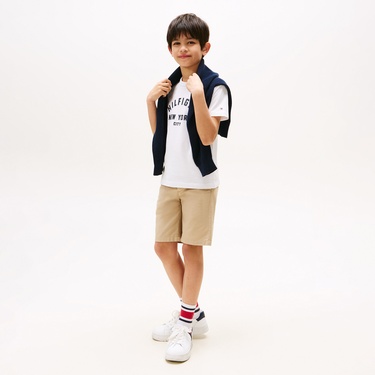  Tommy Hilfiger Curved Graphic Çocuk Beyaz T-Shirt