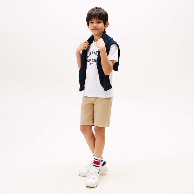  Tommy Hilfiger Curved Graphic Çocuk Beyaz T-Shirt