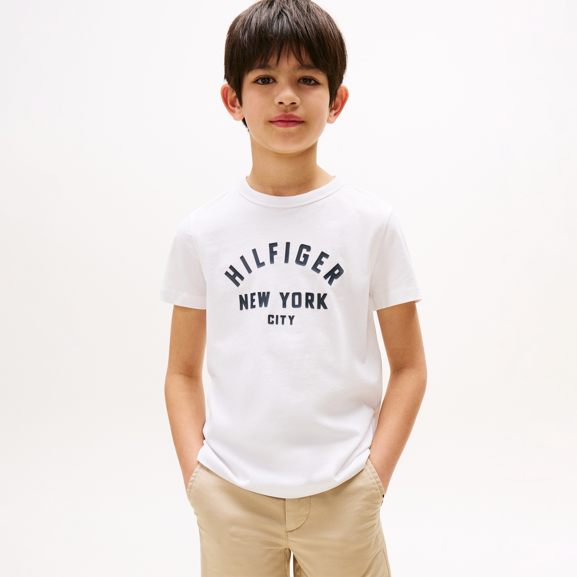 Tommy Hilfiger Curved Graphic Çocuk Beyaz T-Shirt