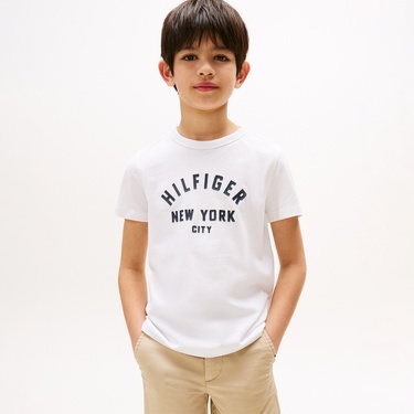  Tommy Hilfiger Curved Graphic Çocuk Beyaz T-Shirt