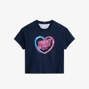  Tommy Hilfiger Heart Graphic Çocuk Lacivert T-Shirt