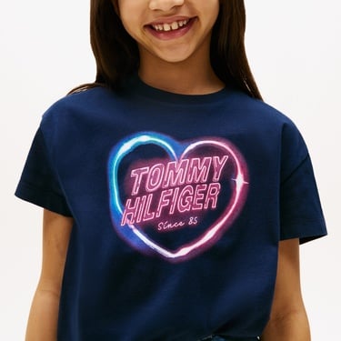  Tommy Hilfiger Heart Graphic Çocuk Lacivert T-Shirt