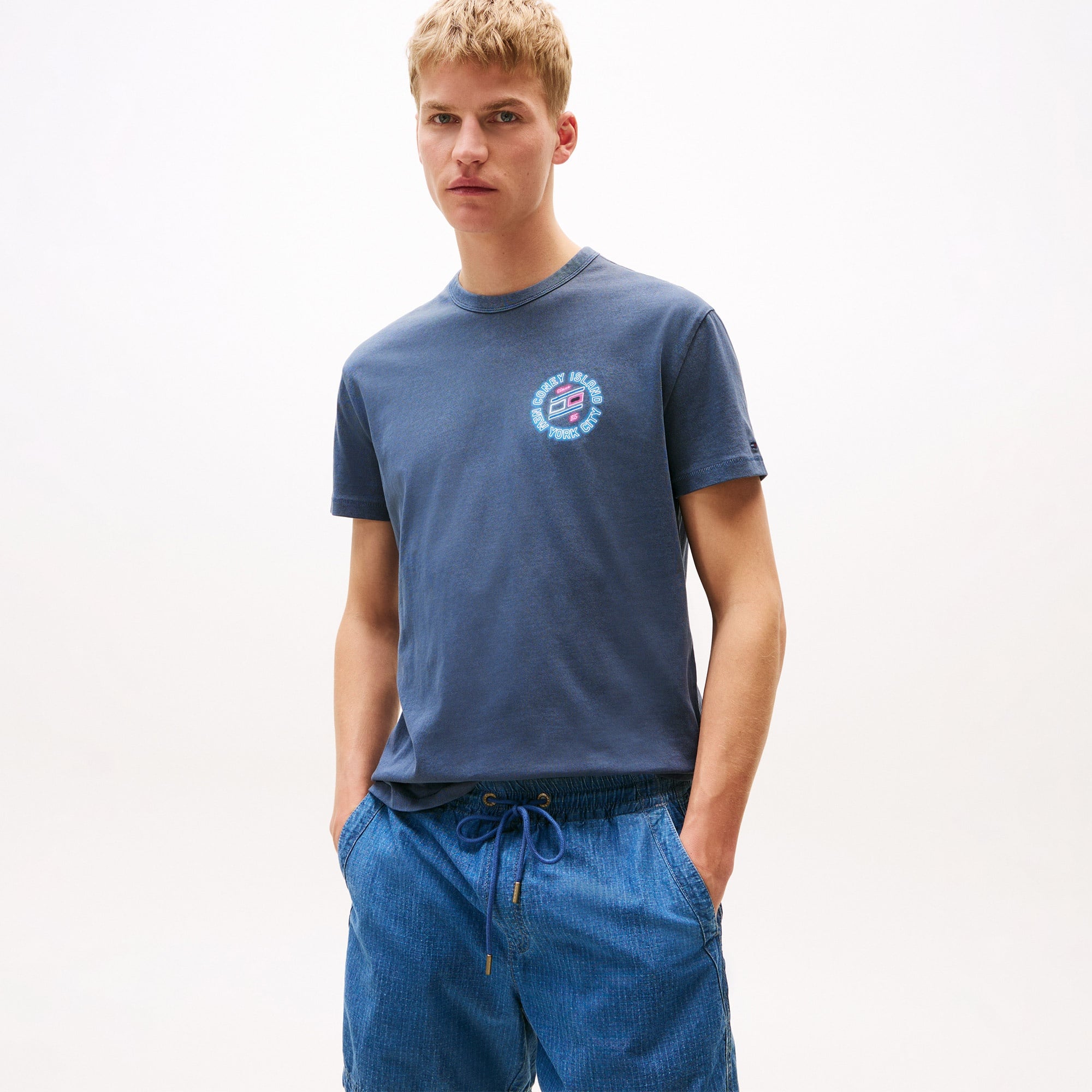 Tommy Hilfiger Jeans Novelty Fair Erkek Mavi T-Shirt