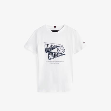  Tommy Hilfiger Textured Graphic Çocuk Beyaz T-Shirt
