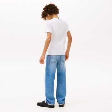  Tommy Hilfiger Textured Graphic Çocuk Beyaz T-Shirt