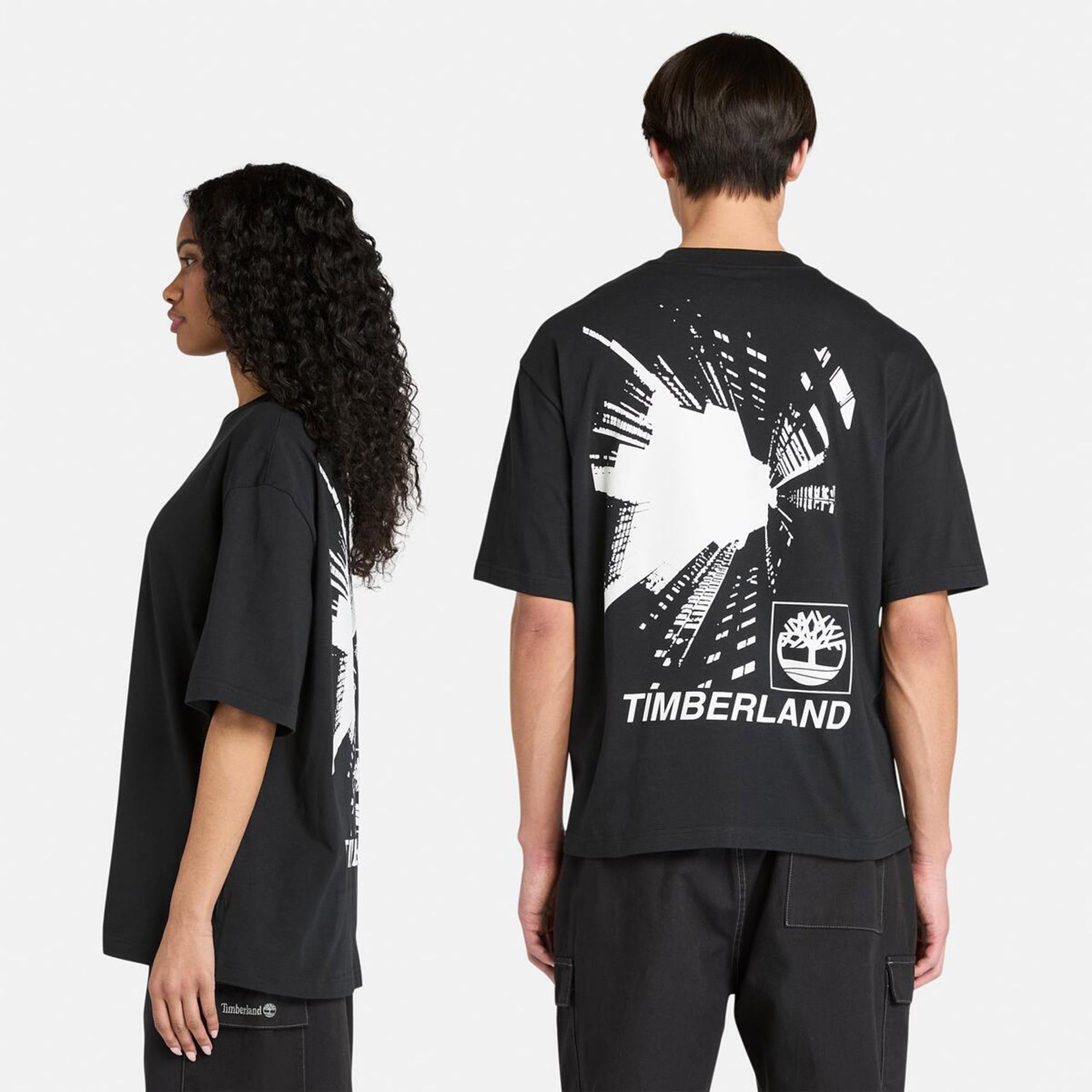 Timberland Unisex Siyah Building Blocks Kısa Kollu Grafik Baskılı Tişört