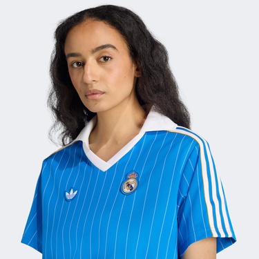  adidas Real Madrid Terrace Icons Kadın Mavi Elbise