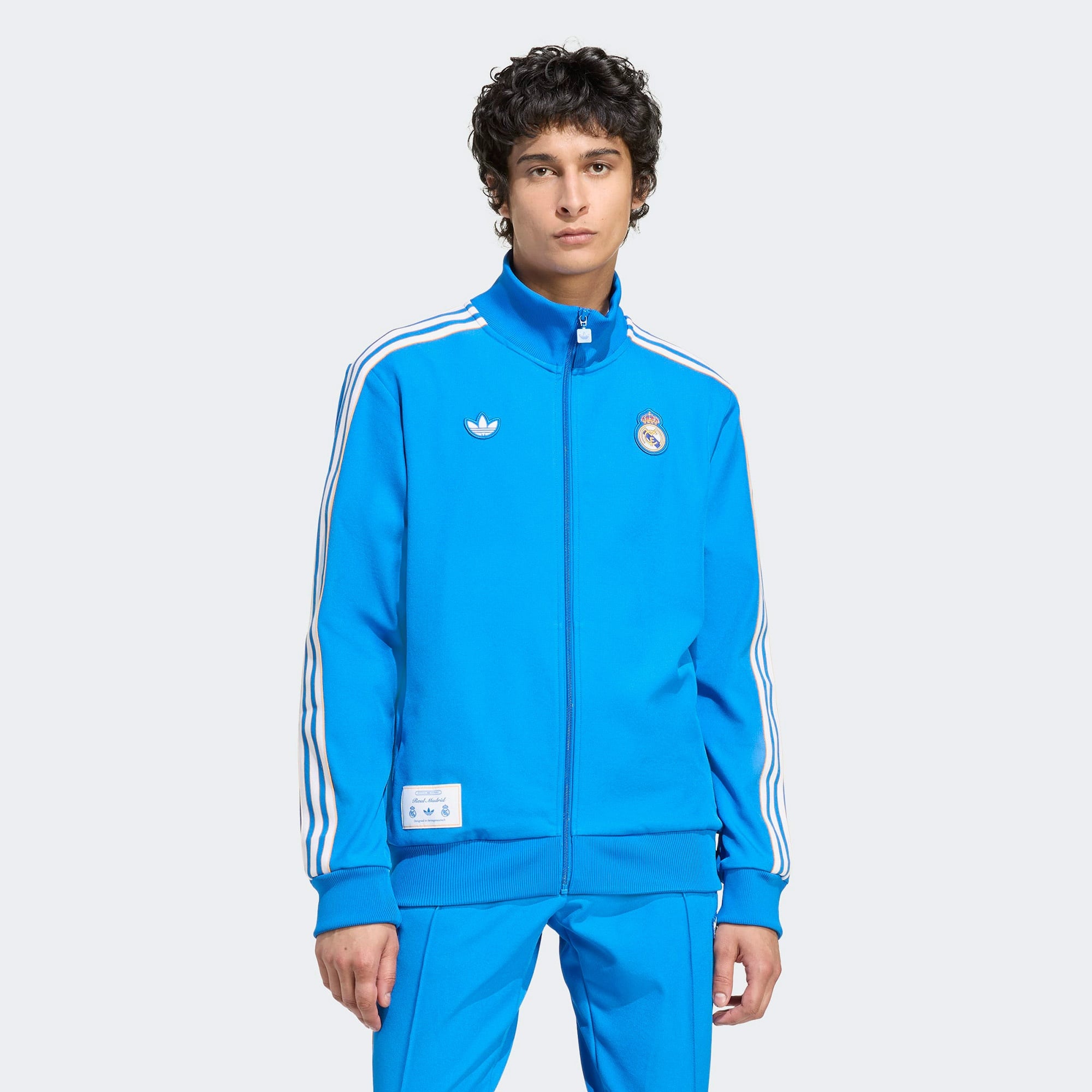 adidas Real Madrid Terrace Icons Erkek Mavi Fermuarlı Sweatshirt