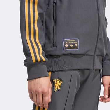  adidas Manchester United Terrace Icons Erkek Koyu Gri Fermuarlı Sweatshirt