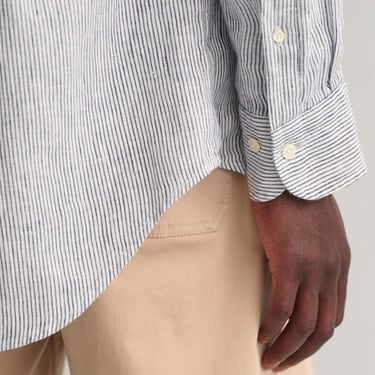  GANT Erkek Lacivert Regular Fit Çizgili Keten Gömlek