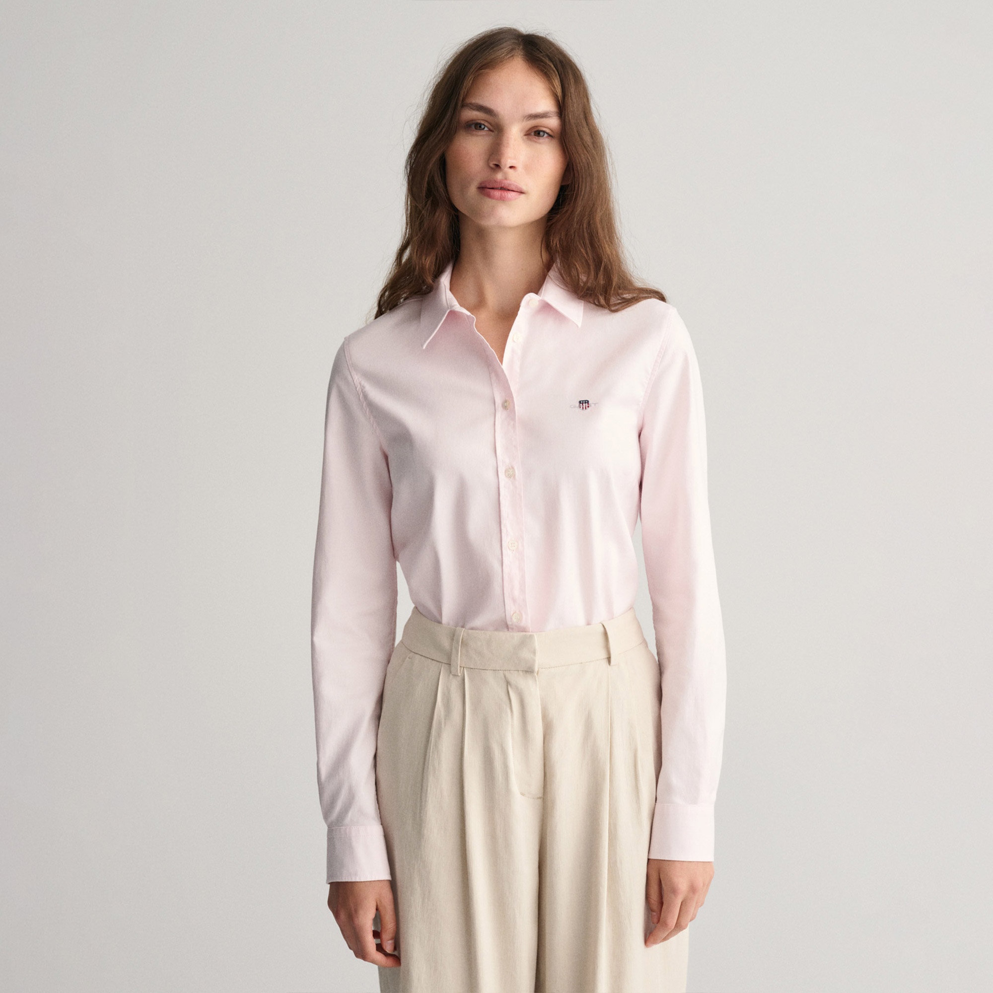 GANT Kadın Pembe Slim Fit Klasik Yaka Oxford Gömlek