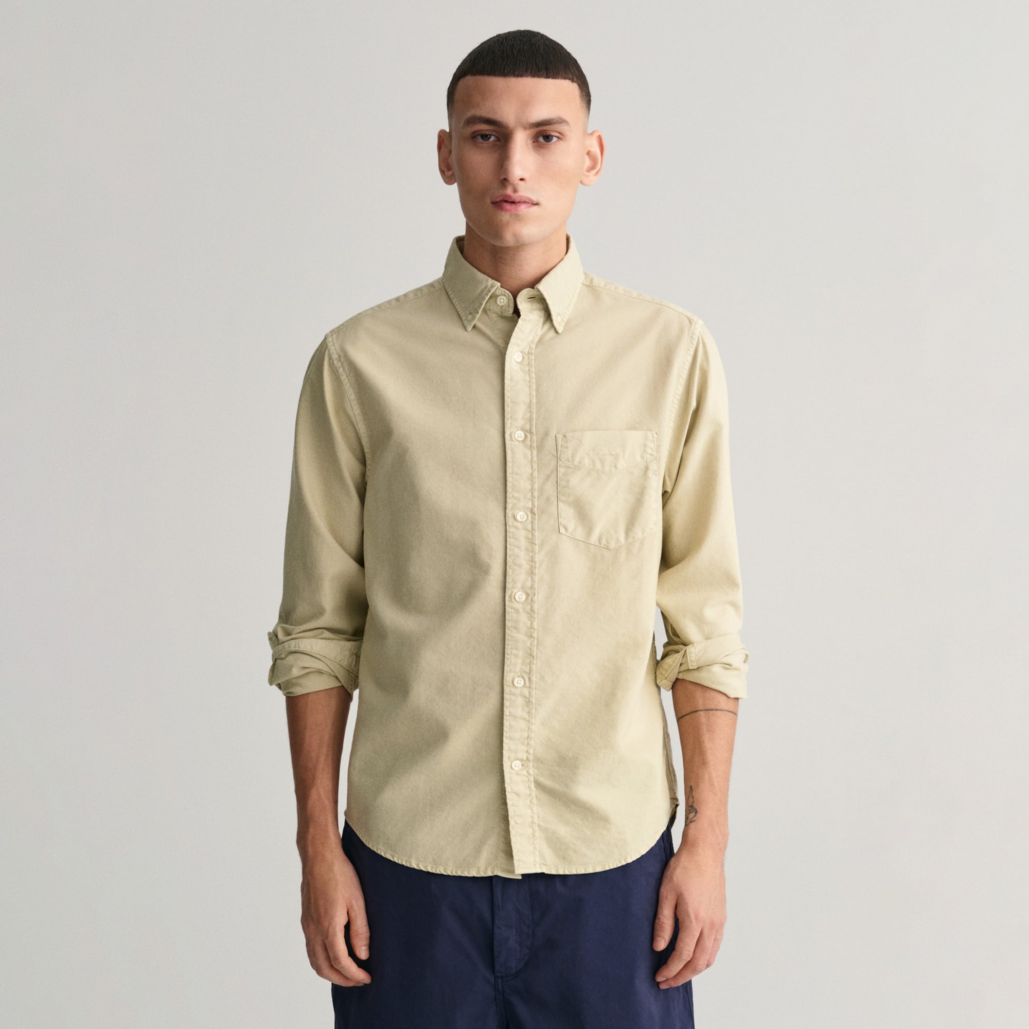  GANT Erkek Bej Regular Fit Düğmeli Yaka Oxford Gömlek