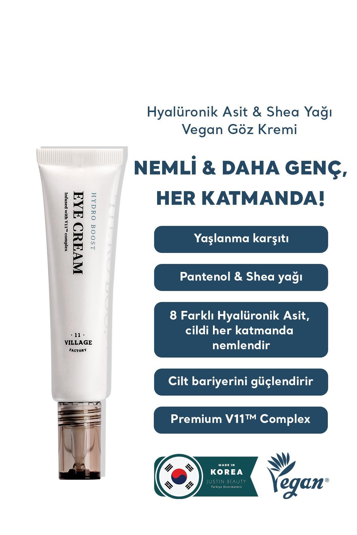 Village 11 Factory Hydro Boost Eye Cream 25ml - Nemlendirici Yaşlanma Karşıtı Vegan Hyalüronik Asit Göz Kremi