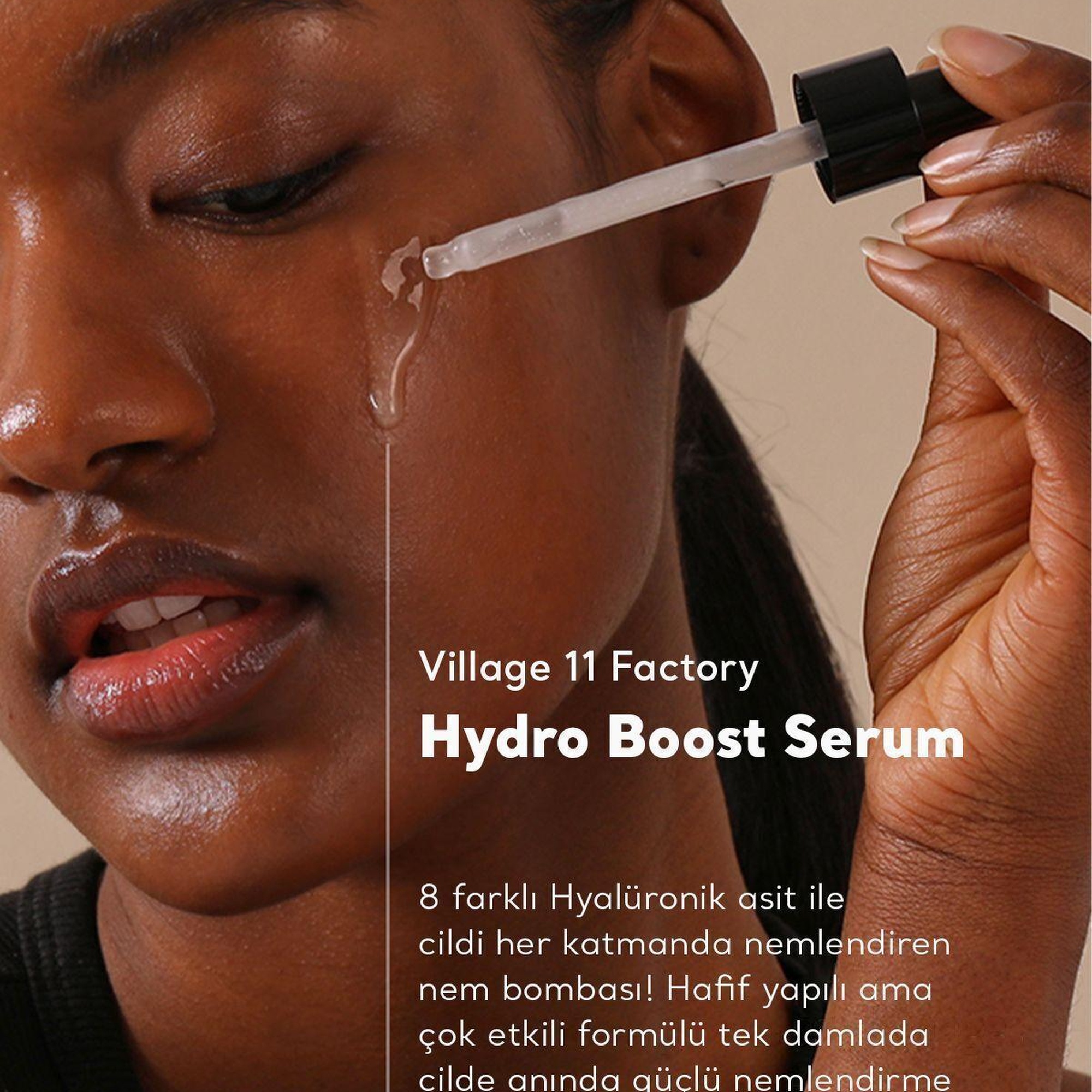 Village 11 Factory Hydro Boost Serum 50ml - Vegan Nem Bombası Yaşlanma Karşıtı Hyalüronik Asit ve Jojoba Nemlendirici Serum