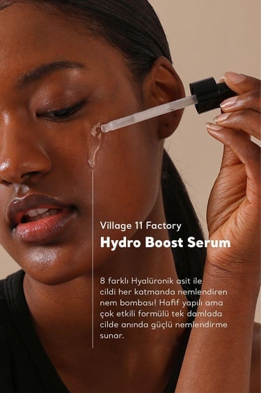  Village 11 Factory Hydro Boost Serum 50ml - Vegan Nem Bombası Yaşlanma Karşıtı Hyalüronik Asit ve Jojoba Nemlendirici Serum