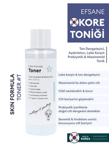  Village 11 Factory T Skin Formula Toner 250ml - Ton Dengeleyici, Aydınlatıcı, Leke Karşıtı Probiyotik & Niasinamid Tonik
