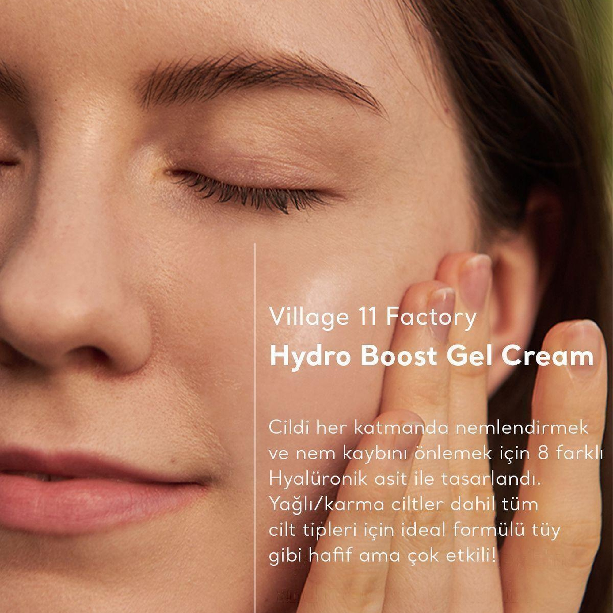 Village 11 Factory Hydro Boost Gel Cream 50ml - Vegan Nem Bombası 8 Farklı Hyalüronik Asitli Nemlendirici Jel Krem