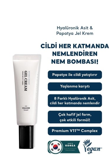  Village 11 Factory Hydro Boost Gel Cream 50ml - Vegan Nem Bombası 8 Farklı Hyalüronik Asitli Nemlendirici Jel Krem
