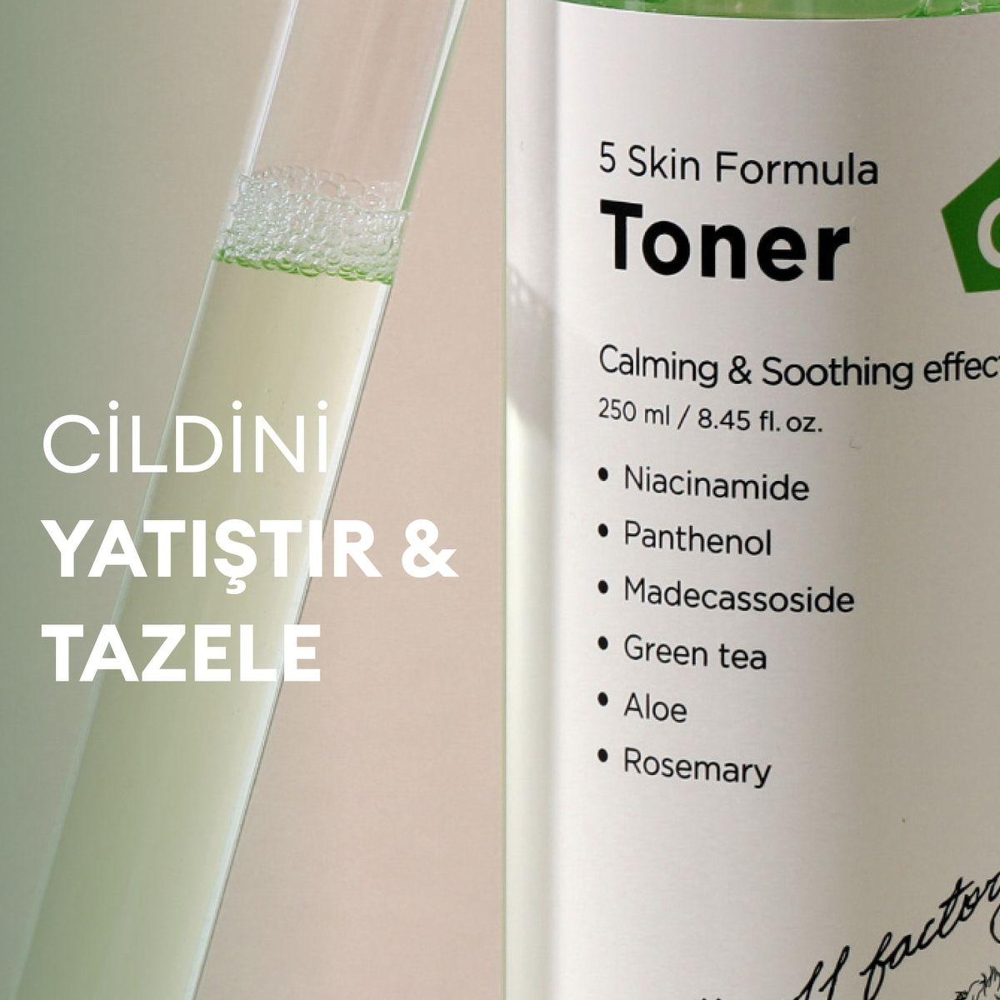 Village 11 Factory C Skin Formula Toner 250ml - Anında Yatıştıran ve Ton Dengeleyen Cica & Yeşil Çay Tonik