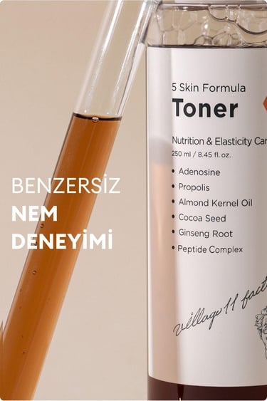  Village 11 Factory N Skin Formula Toner 250ml - Nem Bombası, Besleyici, Dolgunlaştırıcı Ginseng Adenozin Propolis Tonik