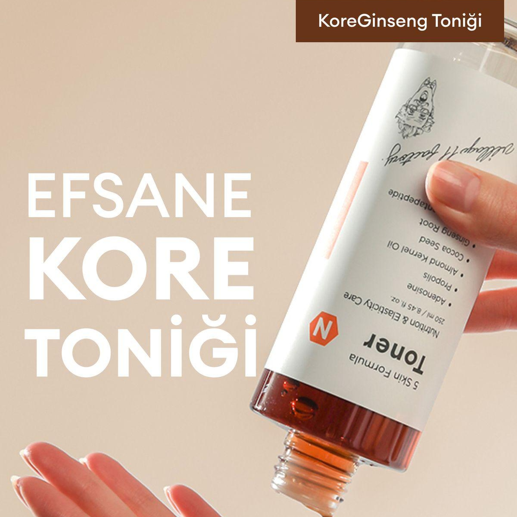 Village 11 Factory N Skin Formula Toner 250ml - Nem Bombası, Besleyici, Dolgunlaştırıcı Ginseng Adenozin Propolis Tonik