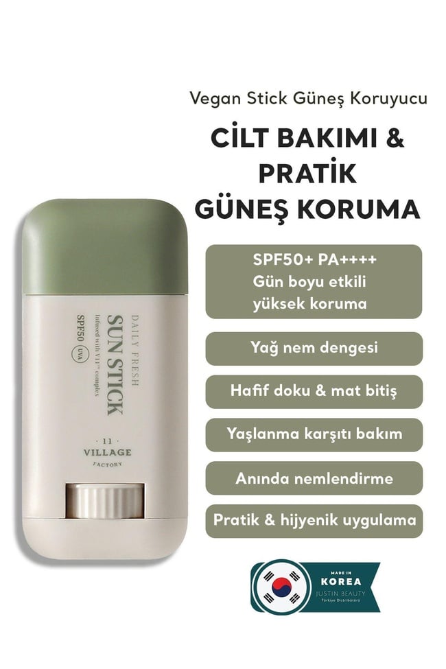  Village 11 Factory Daily Fresh Sun Stick SPF50+ PA++++ 20g - Yüksek UV Korumalı E Vitamini Nemlendirici Vegan Stick Güneş Koruyucu