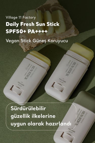  Village 11 Factory Daily Fresh Sun Stick SPF50+ PA++++ 20g - Yüksek UV Korumalı E Vitamini Nemlendirici Vegan Stick Güneş Koruyucu