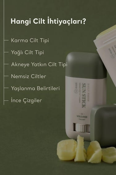  Village 11 Factory Daily Fresh Sun Stick SPF50+ PA++++ 20g - Yüksek UV Korumalı E Vitamini Nemlendirici Vegan Stick Güneş Koruyucu