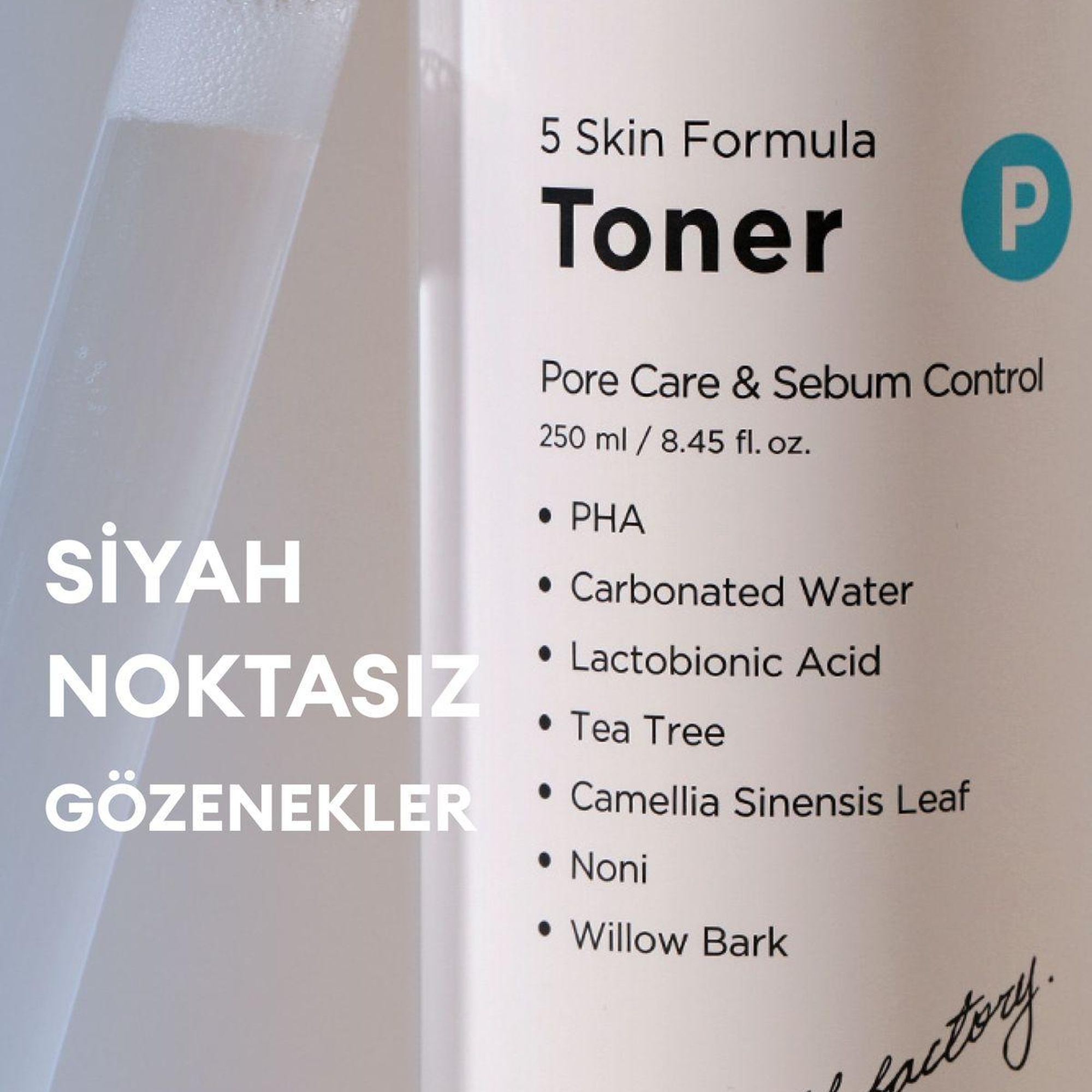 Village 11 Factory P Skin Formula Toner 250ml - Siyah Nokta & Akne Karşıtı, Gözenek Sıkılaştırıcı Arındırıcı PHA & Çay Ağacı Tonik