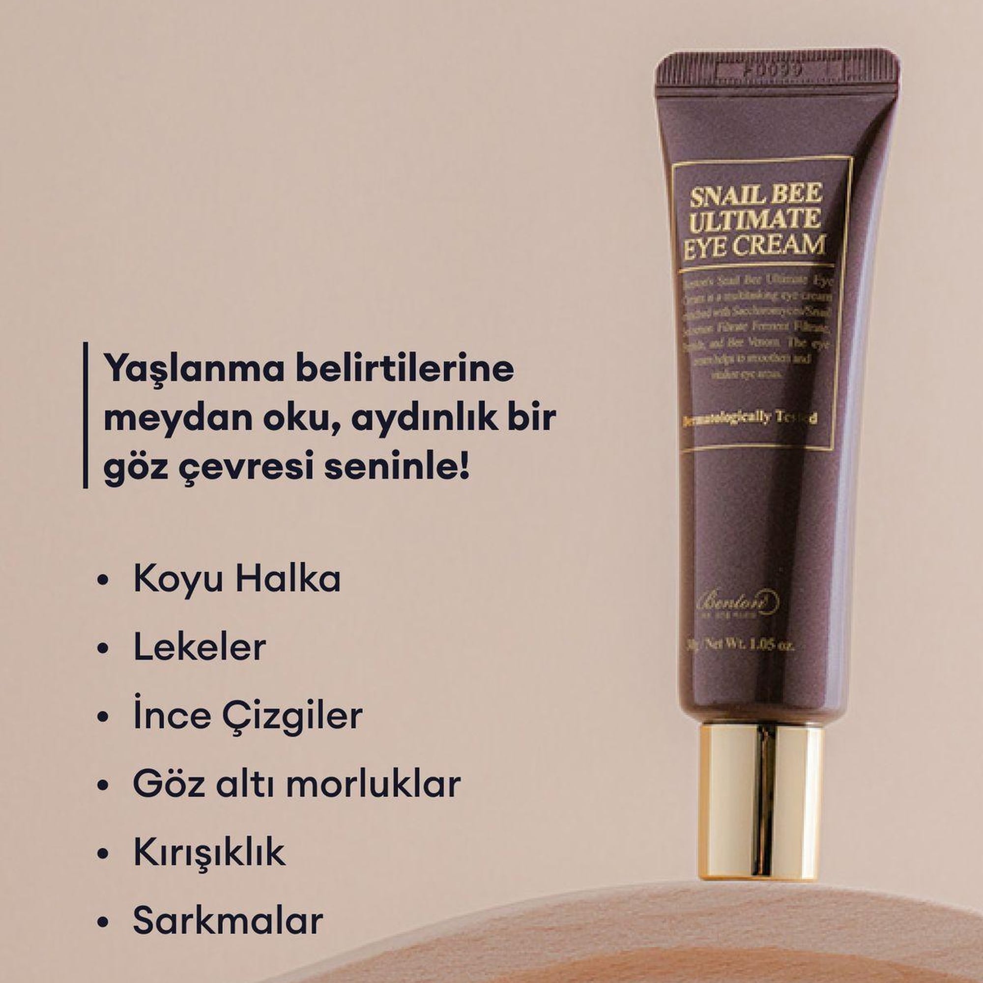 Benton Snail Bee Ultimate Eye Cream 30g - Morluk, Koyu Halka, Göz Altı Torba Karşıtı Kırışıklık Önleyici Salyangoz Özlü Göz Kremi