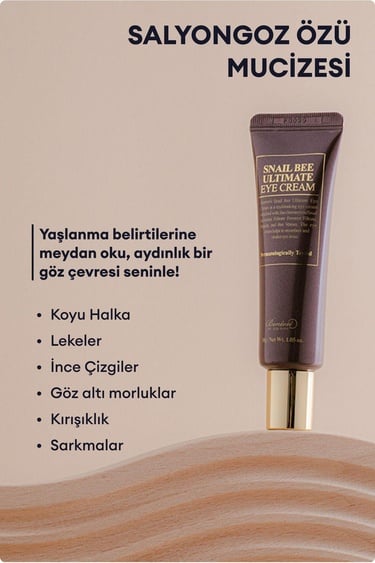  Benton Snail Bee Ultimate Eye Cream 30g - Morluk, Koyu Halka, Göz Altı Torba Karşıtı Kırışıklık Önleyici Salyangoz Özlü Göz Kremi