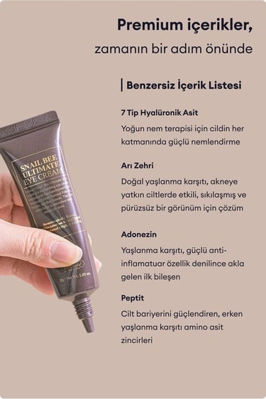  Benton Snail Bee Ultimate Eye Cream 30g - Morluk, Koyu Halka, Göz Altı Torba Karşıtı Kırışıklık Önleyici Salyangoz Özlü Göz Kremi
